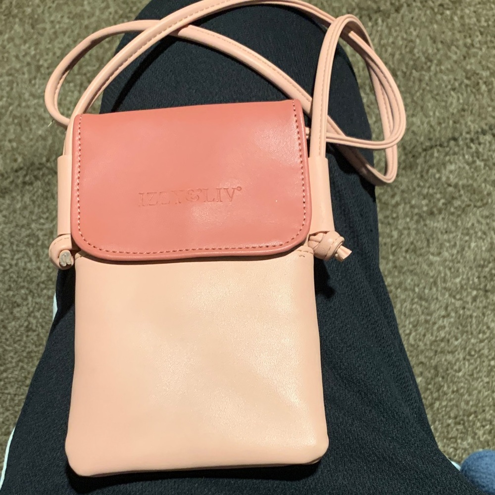 Two-Tone Pink Crossbody Phone Bag with Adjustable Strap